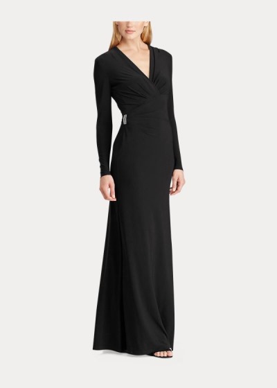 Vestido De Noche Ralph Lauren Mujer Negros - Pleated Matte Jersey - TQISW9126